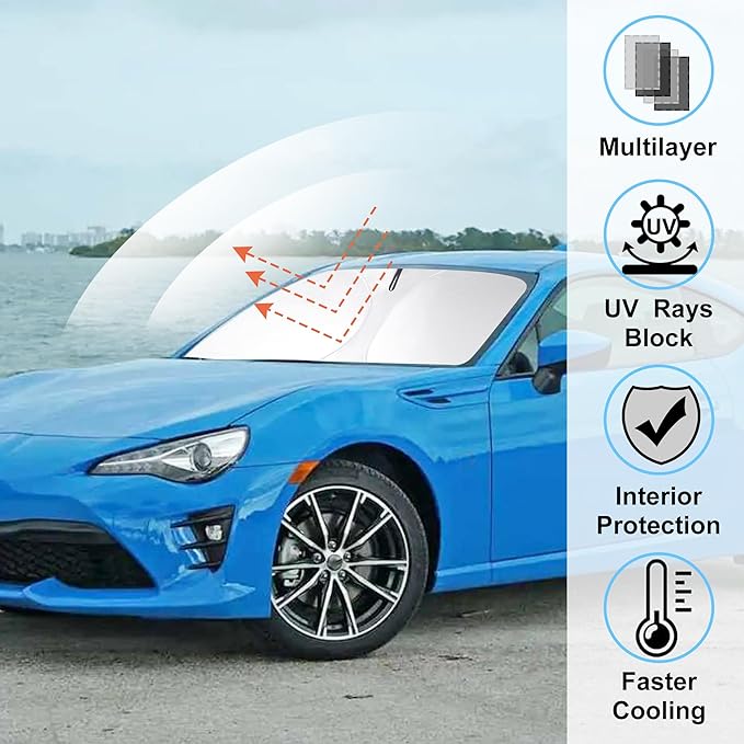 Windshield Sun Shade Custom Fit 2017-2021 Toyota 86/2022-2023 Toyota GR86/2013-2023 Subaru BRZ/2012-2016 Scion FR-S FRS Accessories Front Window Sunshade Cover