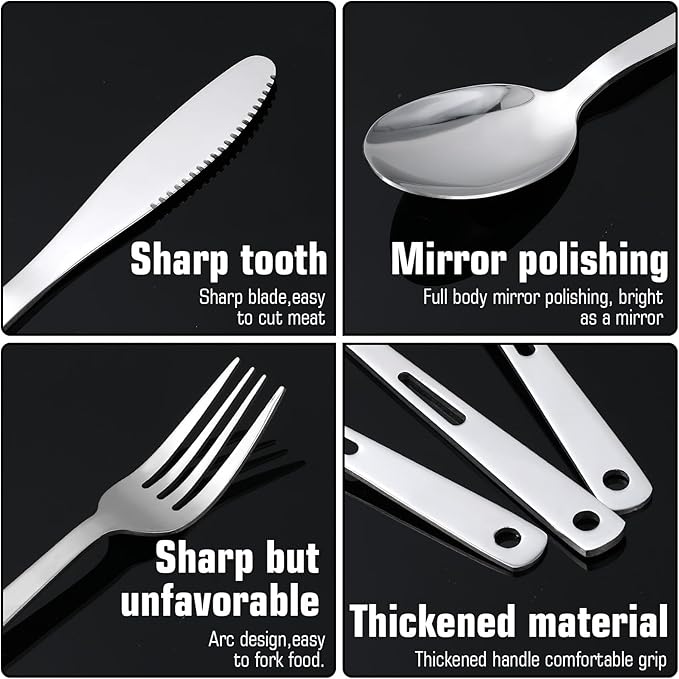 3PCS Camping Utensil Set with Carrying Bag, Stainless Steel Camp Flatware Ultralight Fork Knife Spoon Camping Cutlery Set for Outdoor Picnic Hiking Backpacking Travel