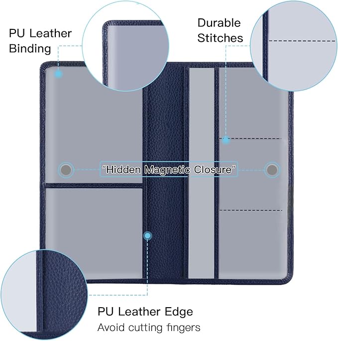 Valardoh Premium Car Registration and Insurance Card Holder, Car Document Holder for Cards, Driver License & other Essential Documents (Deep Blue)