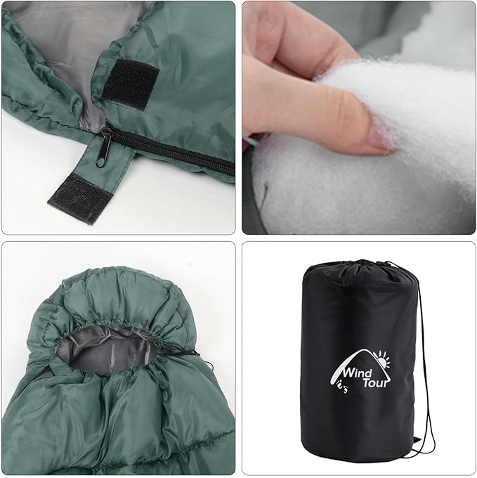 Wind Tour 3 Season Lightweight Waterproof Sleeping Bag Indoor & Outdoor for Hiking Backpacking Camping Traveling