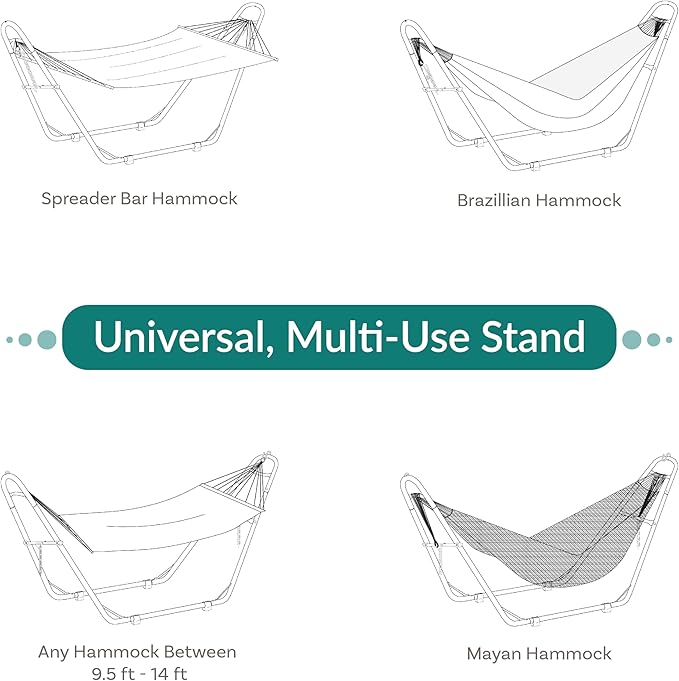 Sunnydaze Decor Universal Double Hammock Stand Only - 550-Pound Capacity - Heavy-Duty Hammock Stand for Outside - Fits 9 to 14 Foot Hammocks - Green