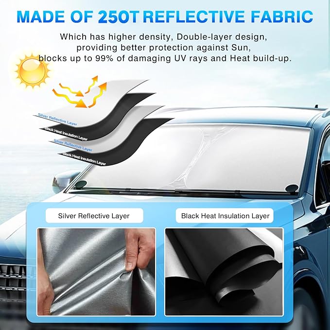 KUST Windshield Sun Shade for 2016-2022 Lexus RX 350 450h Accessories Sunshade Window Sun Visor Protector Foldable Blocks UV Rays Keep Your Car Cooler