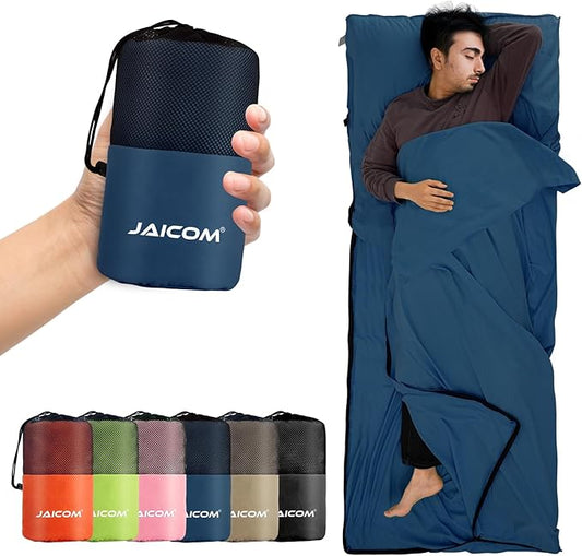 JAICOM Sleeping Bag Liner, Travel Sheets & Adult Sleep Sack, Ultralight and Portable Summer Sleeping Bag - Ideal for Backpacking, Hotels and Hostels, Business Trips, Camping