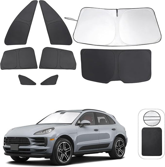 TINGLU Window Shades 8PCS for Porsche Macan 2014-2024 Accessories Car Side Full Windows Rear Triangular Windshield Sun Shade Sun UV Rays & Privacy Protection for Camping,Napping,and Relaxing