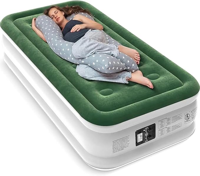 Zearna Air Mattress with Built in Pump - Upgraded Twin Blow Up Mattress, 2 Mins Quick Self Inflatable,18"/550lbs Max, Strong Support, for Camping,Home,Guests,Portable Travel