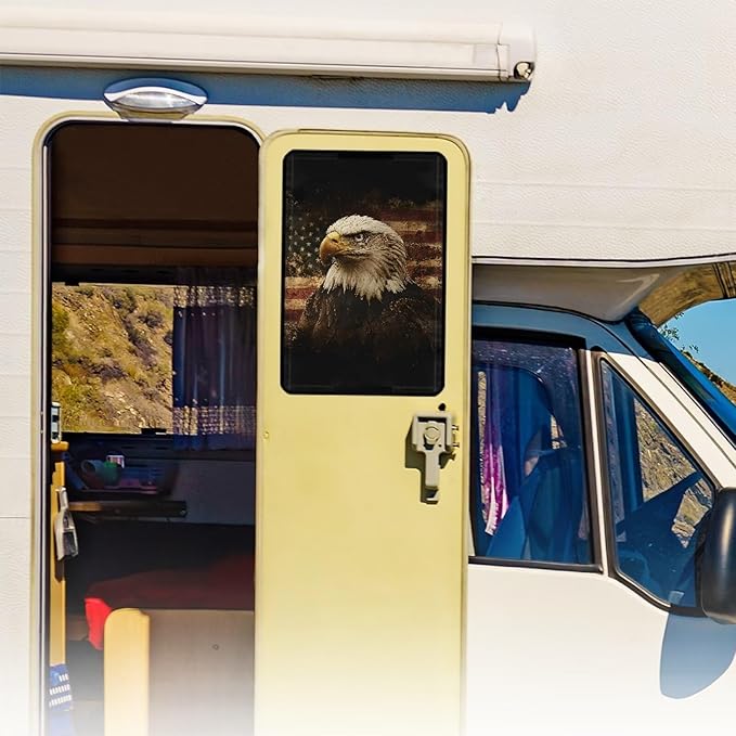 Eagle American Flag RV Door Window Shades Replacement RV Thin Window Blinds Shade Covers for Campers Travel Trailers