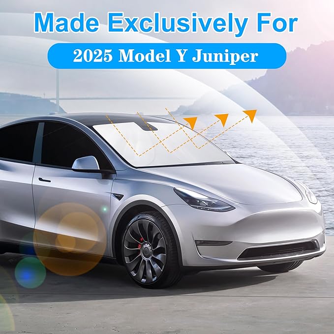 10PCS Sunshade Roof & Full Windshield Side Window for 2025-2026 Tesla Model Y Juniper, Heat Insulation Foldable Sun Shade Cover Camping Privacy Accessories with Storage Bag