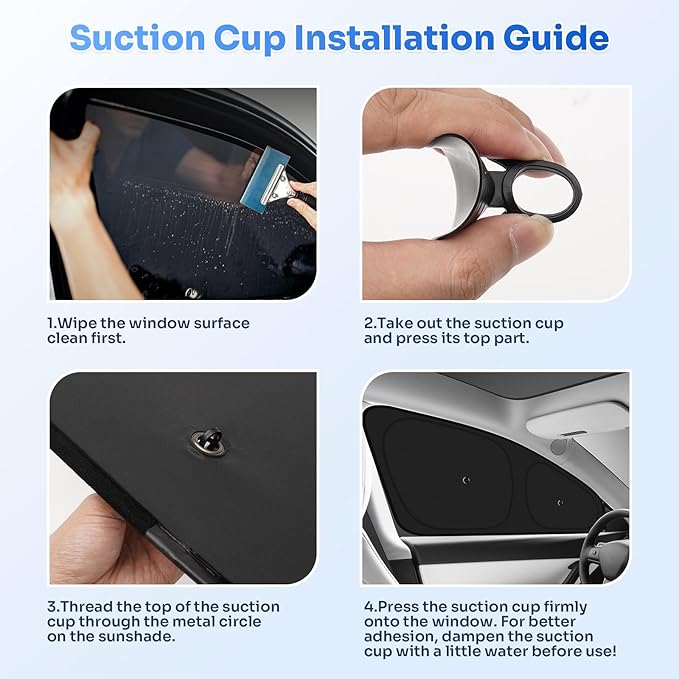 Canvcle Upgraded Window Shades for 2020-2024 Tesla Model Y Accessories with Suction Cups Windshield Sun Shade Side Rear Window Covers Sunshade Sun Shield Privacy Protection for Camping Black 8PCS