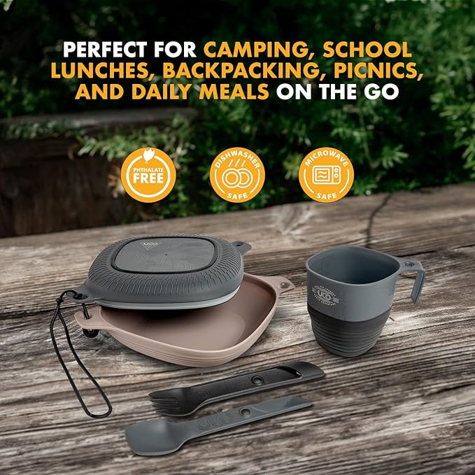 UCO 6-Piece Camping Mess Kit with Bowl, Plate, Collapsible Cup, and Switch Camping Spork