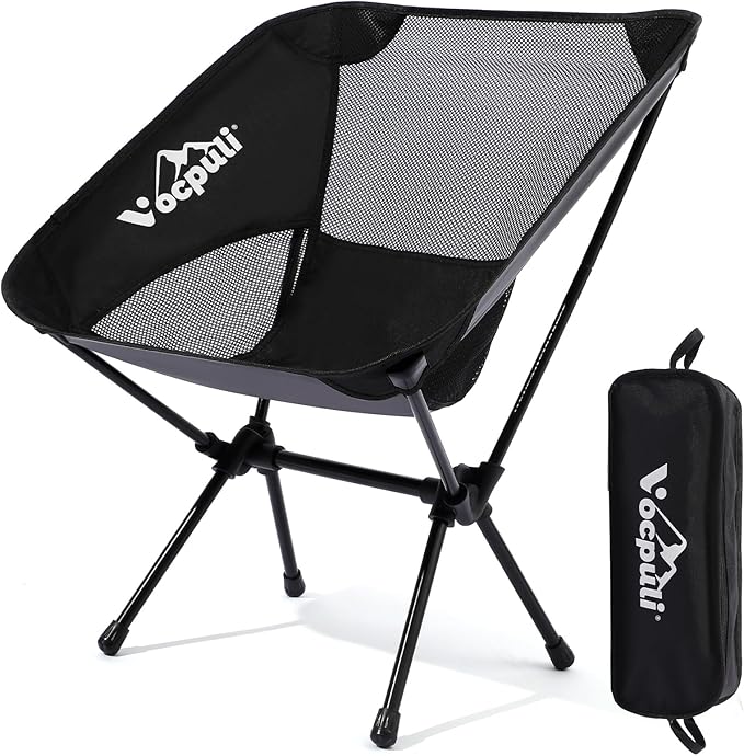 Camping Chair, Lightweight Folding Backpacking Hiking Chair, Compact Portable 330 lbs Capacity，Gifts for Men (Black -1pack