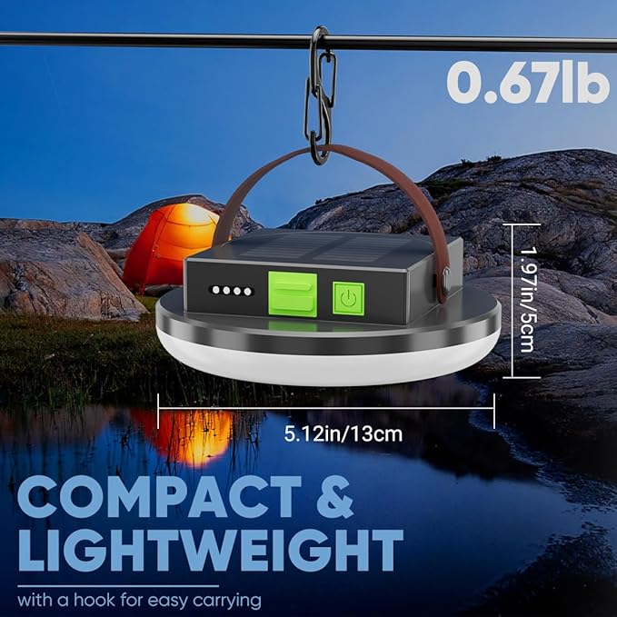 4500LM Solar Camping Light Portable LED Camping Lantern Rechargeable Light 45W, Waterproof Hanging Tent Lights for Camping, Emergency, Hurricane, Power Outage