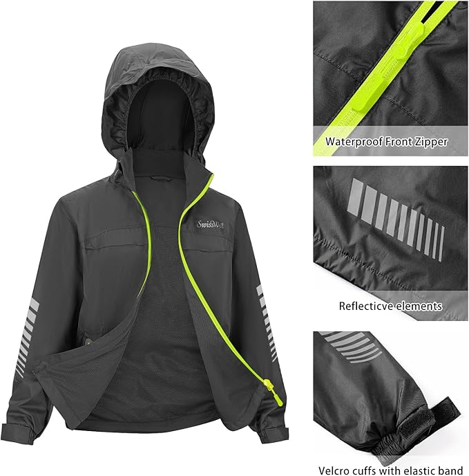 SWISSWELL Kids Rain Gear Boys Girls Youth Waterproof Rain Suit Breathable Reflective Raincoat and Pants