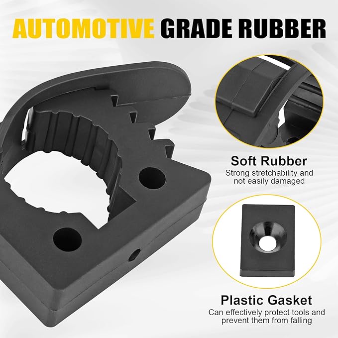 Quick Release Rubber Clamp Mount Fits 1-1/7'' to 1-3/7'' Diameter Tool Shovel Axe Holder Mount Compatible With Trucks Vans Jeep UTV ATV SUV 5PCS