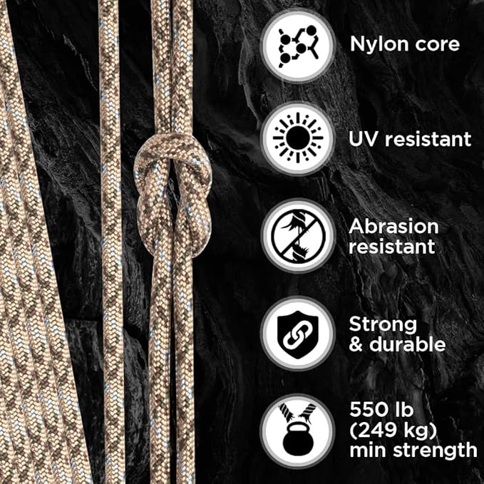 TECEUM Reflective Paracord Rope 1000 – 1000ft/200ft/100ft/50ft – 40+ Colors – Glow in The Dark – para Cord – Utility Rope for Survival, Hunting & Camping Gear – Nylon String, Camping Rope, Tent Cord