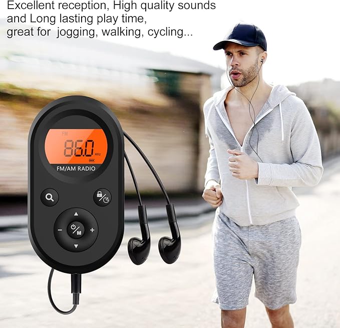 AM FM Portable Radio,Personal Pocket Radio Rechargeable with Best Reception,Long Battery Life,Stereo Earphone,Small Digital Transistor Radios for Hiking,Walking,Jogging