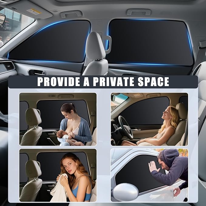 ZATOOTO Car Window Shades for Toyota Camry 2018-2023, 4 Pcs Magnetic Car Window Covers - 100% Block Light Privacy Curtains, Side Window Sun Shade for Baby Breastfeeding, Sleeping, Camping