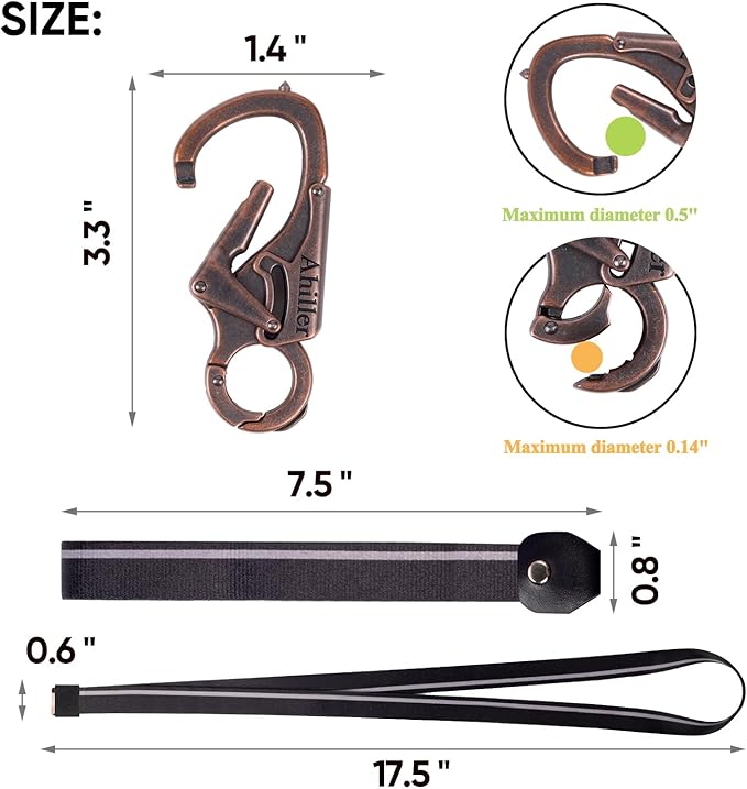 Ahiller Carabiner Keychain Clip, Double Lock Designed - Tungsten Steel Tip, Multifounction Tools for Camping, Hiking, Fishing, Outdoor Survival