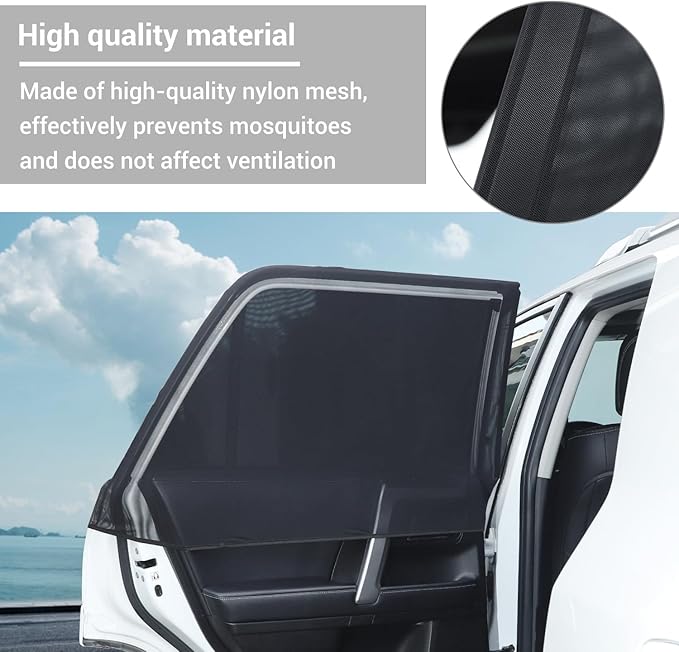 Hoolcar Rear Window Sun Shade Breathable Mesh Compatible with Toyota 4Runner 2010-2025/for Dodge Durango 2011-2025 Side Window Screens Cover for Camping/Pets, UV Protection Sunshade,2PCs