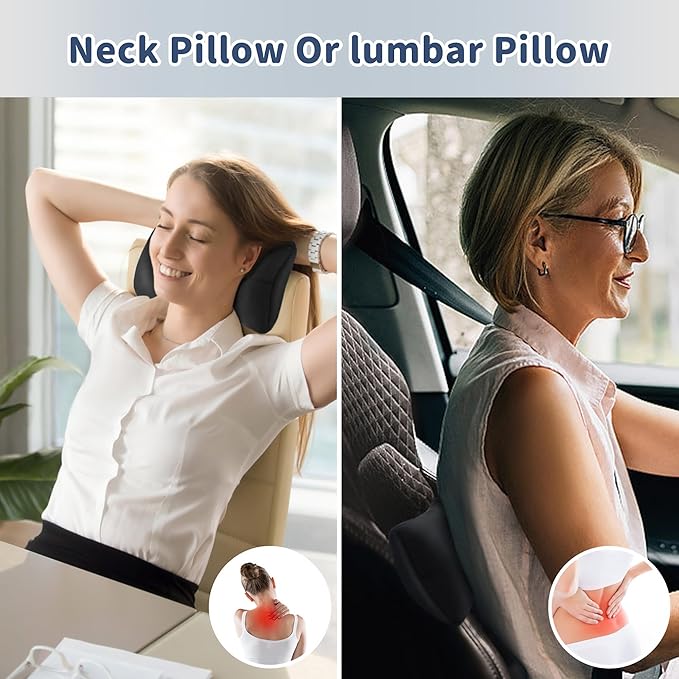 Pro Goleem Small Pillow 11"x7"x2.5" for Camping and Traveling with Name Tag Mini Tiny Pillow for Kids Sleeping and Chair Car Air Nap Neck Lumbar Knee Rest Pillows, Black