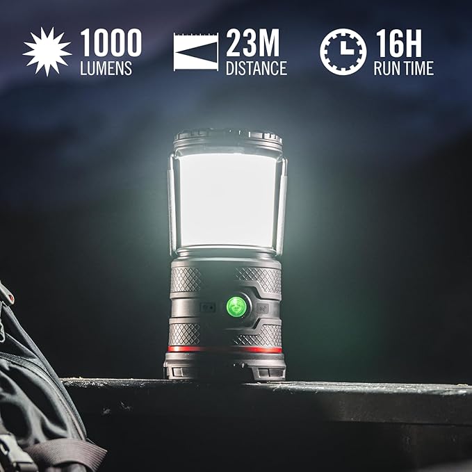 Coast EAL35R 1000 Lumen Voice-Controlled LED Emergency & Camping Area Lantern with Warm, Cool White, Day, Red & Red Flashing Mode, Power Bank Functionality - Ocean
