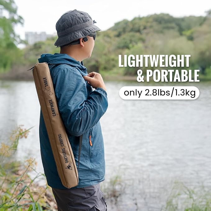 ONETIGRIS Foldable Camping Table, Lightweight Portable Table Sturdy & Quick Setup, Holds Up to 66 lbs, Perfect for Camping, Hiking, Backpacking, Picnic, Beach, Travel