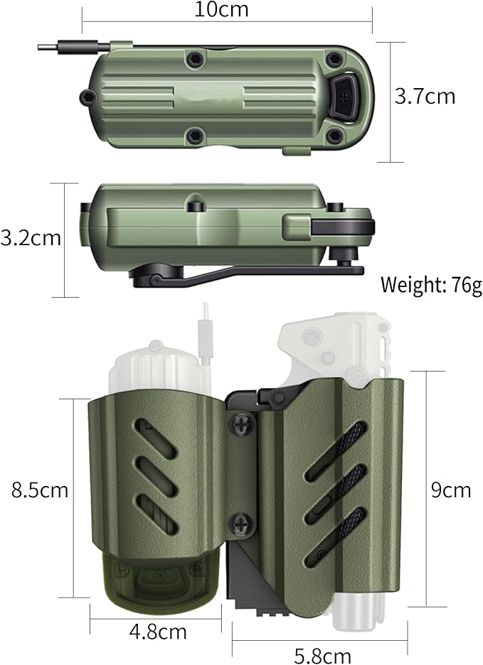 sayram Survival Multi Tool - 4-in-1 Tactical Knife, Rechargeable Flashlight, Pulse Arc Lighter, Hand Crank Generator for Emergency, Camping & Outdoor (Belt Sheath Included) (Black)
