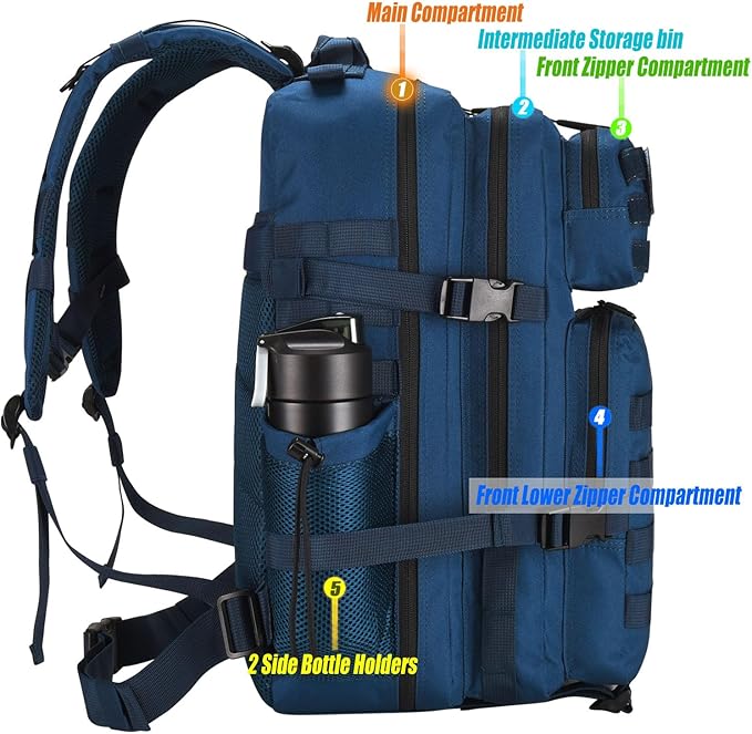 45L Tactical Backpack for Men Women, Military Assault Pack with MOLLE, Large 3 Day Bug Out Bag for Hiking Camping