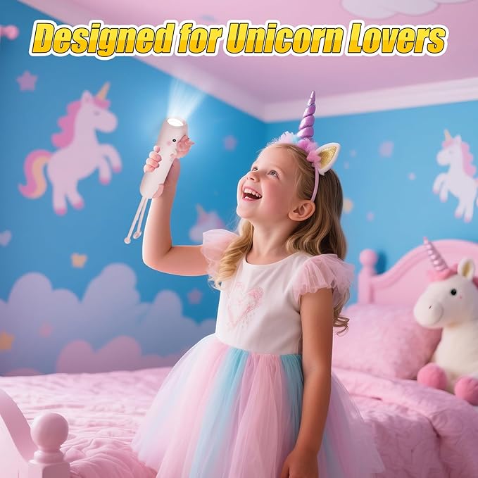 Rechargeable Kid's Flashlight, LED Kid Flashlight for Boys and Girls, Pink Unicorn for 4-6 Year Old Girls and Boys, Camping and Outdoor Exploration, Birthday Gift (2 Unicorn)