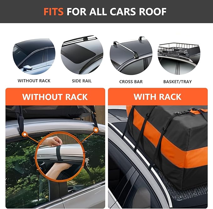 Car Rooftop Cargo Carrier Bag, 30 Cubic Feet Car Roof Cargo Carrier Bag Waterproof for All Vehicle with/Without Rack, Include Anti-Slip Mat, 2 Reinforced Straps, 6 Door Hooks and Luggage Lock