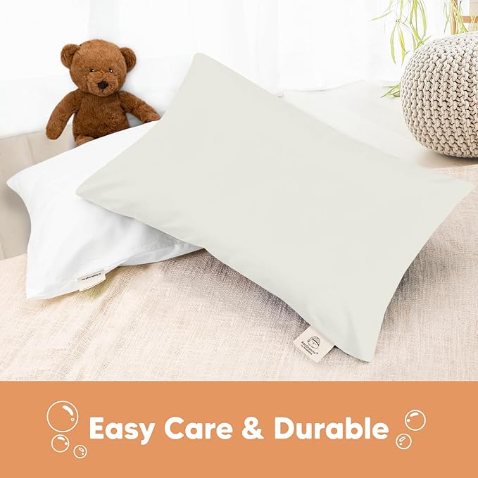 KeaBabies Toddler Pillowcase 13"x18" - Organic Cotton Toddler Pillowcase for Kids, Boys, Girls, Soft & Durable Cotton Cover for Miniature Sleepy Pillows,Cute Colors,Pillow Sold Separately(Pearl Gray)