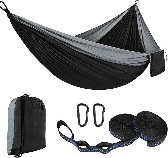 Camping Hammock, Portable Hammocks with Tree Straps & Attached Carry Bag, Camping Essentials Gear, Perfect for Outside Indoor Hiking Beach Backpack Travel
