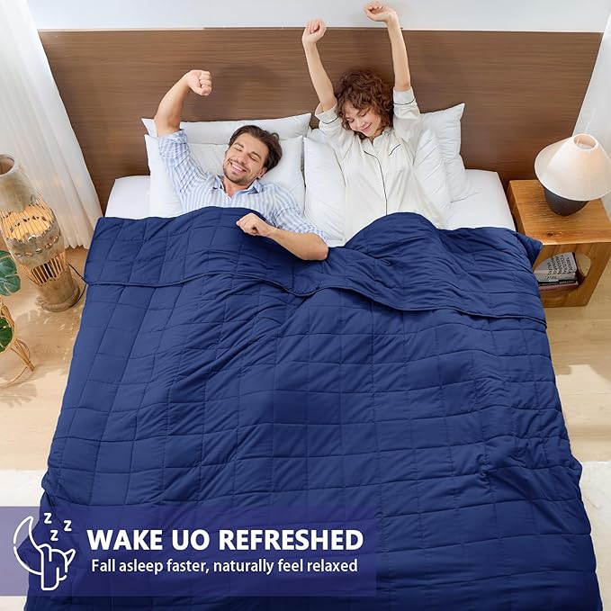 yescool King Size Weighted Blanket for Adults (25 lbs, 80” x 87”, Blue) Cooling Heavy Blanket for Sleeping Perfect for 240-260 lbs, Breathable Blanket for Adults & Couple All Season, Machine Washable