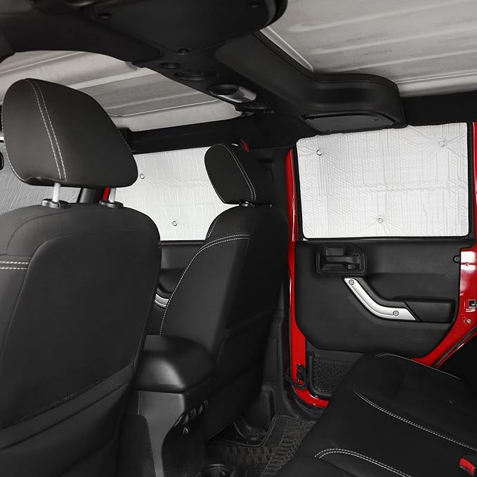 Windshield Sunshade Sun Shade Heat Shield Window Sun Visor Mat for Jeep Wrangler JKU 4 Door 2007-2018,8PCS