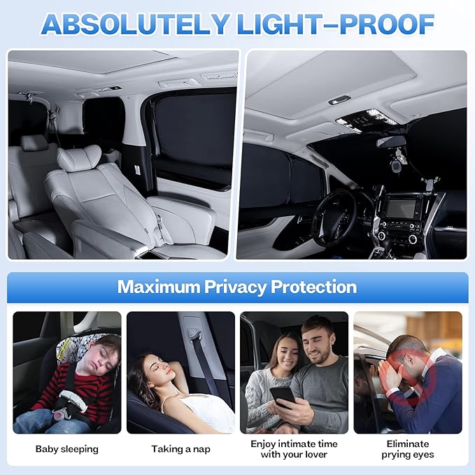 T TGBROS Windshield Sun Shade for Subaru Forester 2019-2024 Car Window Shades Thicken UV Block and Blackout Privacy Foldable Sunshades 8PCS Accessories Keep Cool Sun Visor Covers