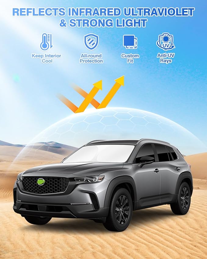 Canvcle Sunshades for Mazda CX-50 2023-2025 2026 CX50 Accessories Windshield Sun Shade Side Rear Window Shade Cover Sun Visor Shield Privacy Protection for Camping Keep Vehicle Cool Black 8PCS