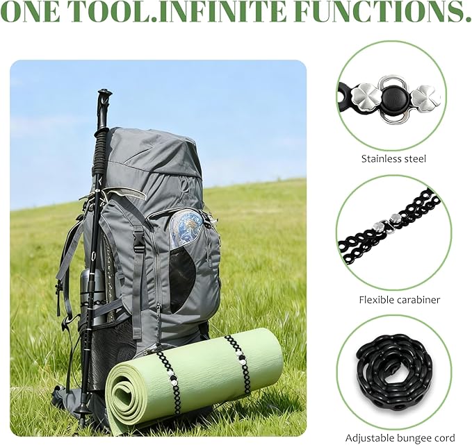 4PC Modular Gear Straps,Flexible Multi-Tool & Wearable Gadget for Everyday Carry, Heavy-Duty Bundling Organizer for Outdoor Adventure, Survival, Camping & Travel（Black）