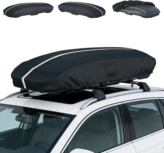 Roof Box Cover, Dimensions: 77 x 35 x 17 Inches Universal Waterproof, Dustproof, UV-Resistant, Scratch-Resistant Roof Box Cover Compatible with Thule, Perflex, Yakima Brands Bottom Snap-On Design