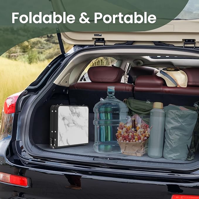 Titanker Small Camping Table Foldable 2ft, Folding Picnic Table with Side Racks, Folding Camp Table Portable Beach Table, Car Camping Essentials, Sturdy Light Aluminum, Gift for Father Husband