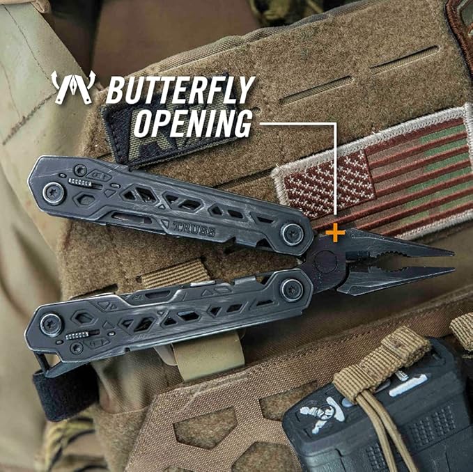 Gerber Gear Truss Multitool, Gifts for Men, 17-in-1 EDC Needle Nose Pliers, includes Pocket Knife, Screwdriver, and Bottle Opener Accessories, Fishing and Camping Gear, Black