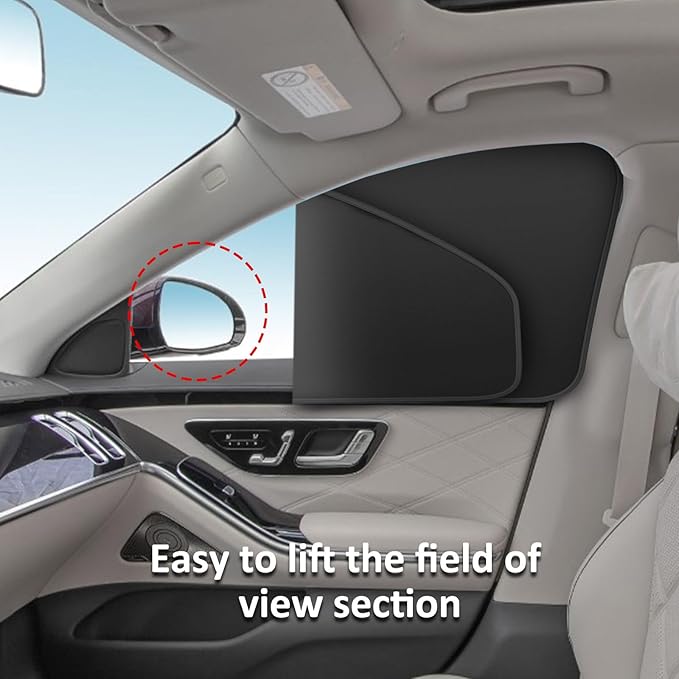 Side Window Shade Car Curtains - Privacy Sun Shades Magnetic 100% Block Light Car Window Covers with Cooler Feeling (Black, front-D-2pcs)