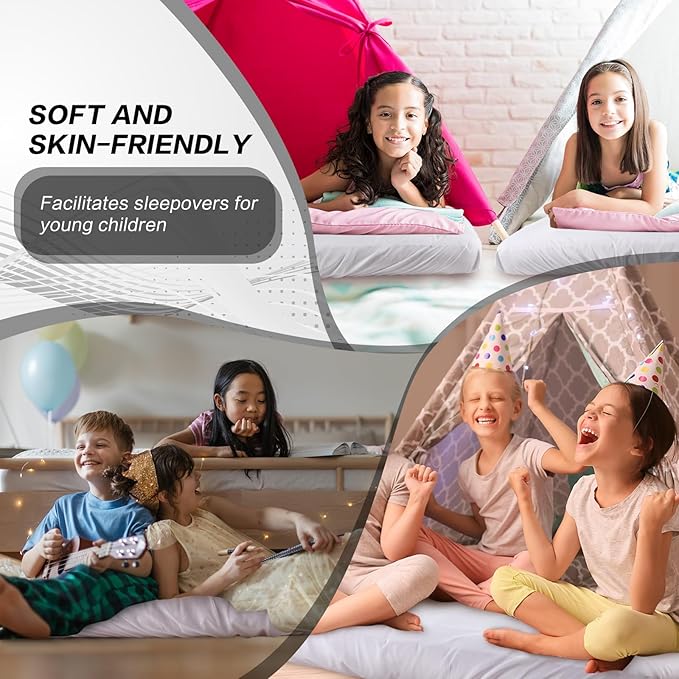 Breling Kids Air Mattress Fitted Sheets Compatible with Intex Cozy Kidz (Sheet Only) Toddler Inflatable Mattress Sheets for Kids Sleepover Party Travel Camping Airbed(White,2 Pcs)