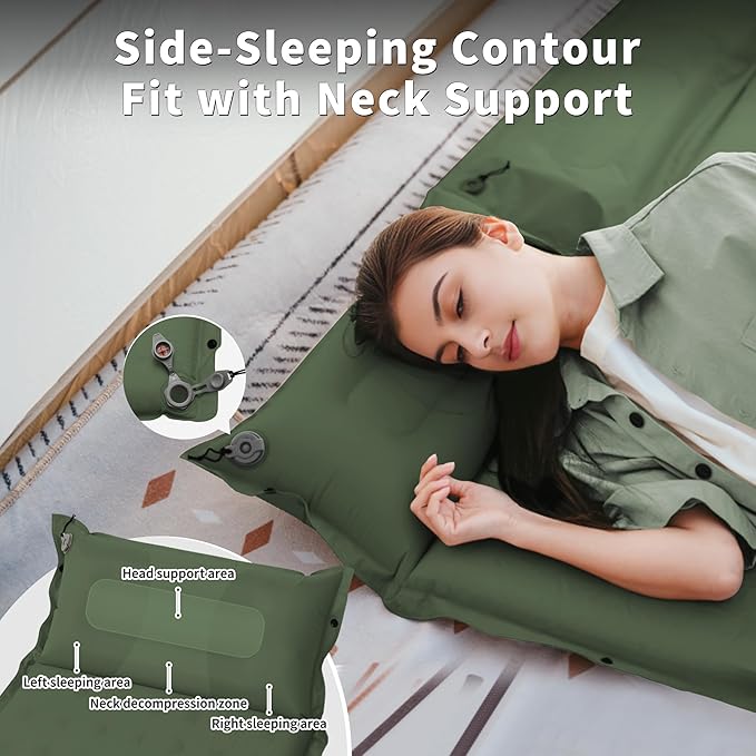 Naturehike Connectable Double Self Inflating Sleeping Pad, 1.18" Memory Foam Camping Pad, Backpacking Camping Mattress Pad for Tent, Travel, Car, Hammock