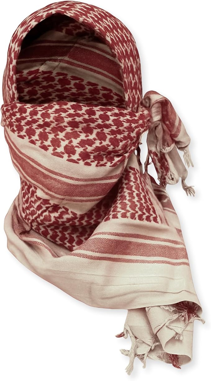 M MCGUIRE GEAR Shemagh Tactical Scarf, Middle Eastern Desert Hood, Bandana, Keffiyeh, Military Style, 100% Cotton, 42" x 42"