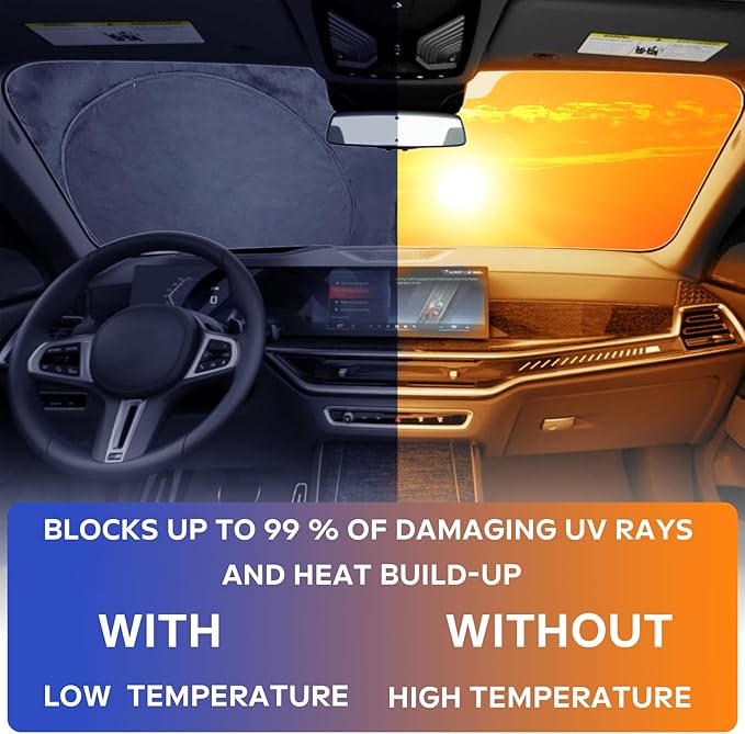 for Challenger Windshield Sun Shade Sunshade for 2019-2024 Dodge Challenger Coupe, SRT Hellcat, Redeye, GT, RT, TA Coupe, Widebody, SXT RT Scat Pack GT Windshield Cover Sun Visor Shield Accessories