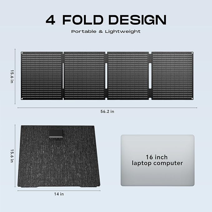 MARBERO 100W Portable Solar Panel IP68 Waterproof 100 Watt 20V Foldable Solar Panel Charger for Power Station QC3.0 USB & DC Output >23% High Efficiency for Camping Outdoor Home RV Blackout Cloudy