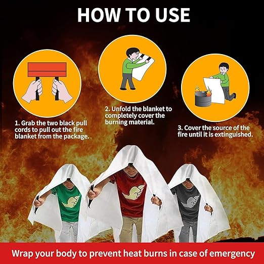 COSHNIBI Emergency Fire Blanket for Home & Kitchen - High Heat Resistant Fire Suppression Blanket (1 Pack)