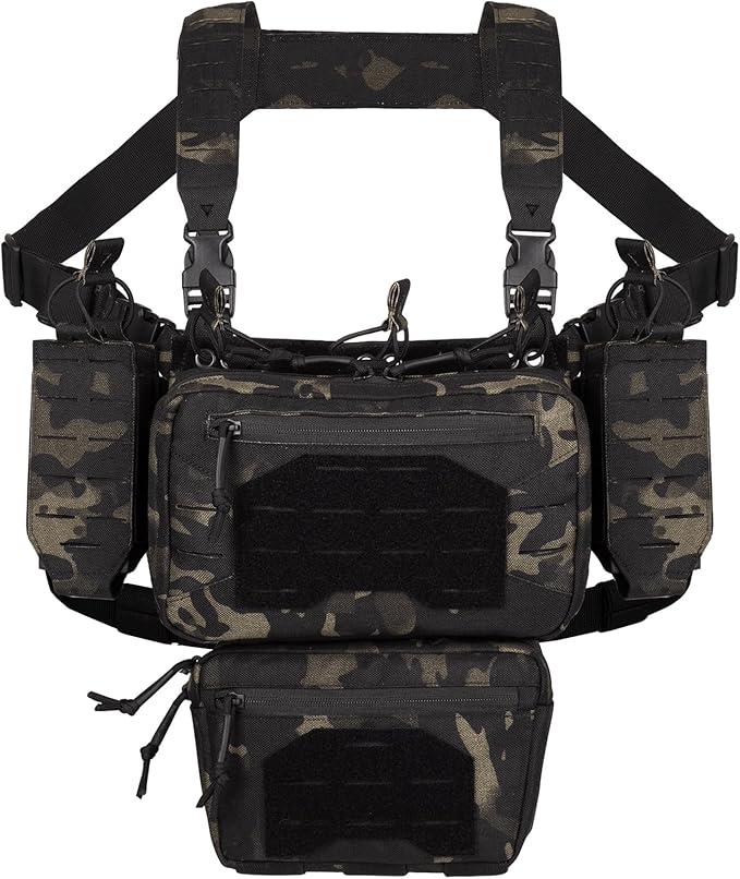 Tactical Chest Mini Rig 1000D Quick Release Multifunctional Tactical Vest Outdoor with Multi-Pockets