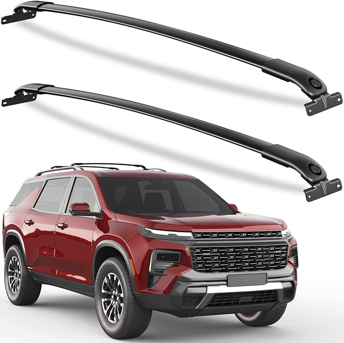 KINGGERI 330lbs Roof Rack Cross Bars Compatible with 2022-2026 Chevrolet Chevy Traverse (with Raised Side Rails)，Aluminum Roof Rails Crossbars Rooftop Cargo Basket Carrier Bag Luggage Rails Black