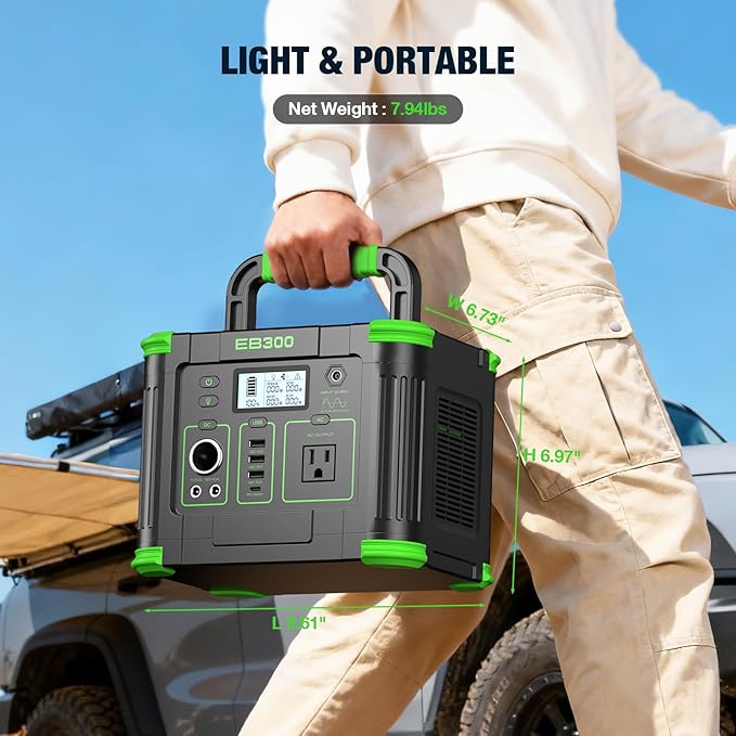330W Portable Power Station, 288.6Wh Solar Generator with 60W USB-C PD Output, 110V Pure Sine Wave AC Outlet, 5W Wireless Charging, 330W Backup Lithium Battery for Outdoor Camping Travel Hunting