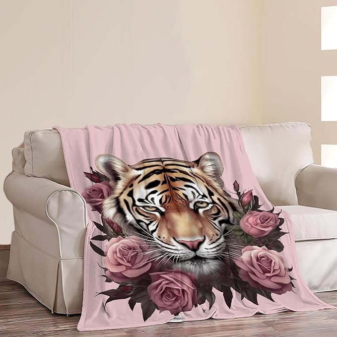 Tiger Blanket Soft Warm Tiger Fleece Plush Throw Blanket Tiger Gifts for Tiger Lover Cozy Flannel Bedding Tiger Animal Stuff Decor Blanket for Girls Boys Kids Adults Women 60"x80"